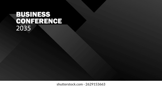 Modelo de cartaz de convite de conferência comercial. Plano de fundo geométrico preto abstrato com espaço para o texto. Ideal para banner web, cartaz, mídia social. eps10