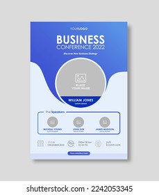 Business conference live meeting  event flyer template. Corporate invitation business workshop  abstract seminar promotion poster design. Leaflet, modern layout, pamphlet, vector flyer in A4.