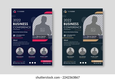 Business conference live meeting  event flyer template. Corporate invitation business workshop  abstract seminar promotion poster design. Leaflet, modern layout, pamphlet, vector flyer in A4.