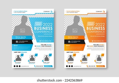 Business conference live meeting  event flyer template. Corporate invitation business workshop  abstract seminar promotion poster design. Leaflet, modern layout, pamphlet, vector flyer in A4.