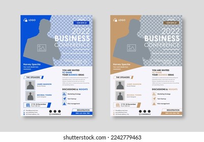 Business conference live meeting  event flyer template. Corporate invitation business workshop  abstract seminar promotion poster design. Leaflet, modern layout, pamphlet, vector flyer in A4.