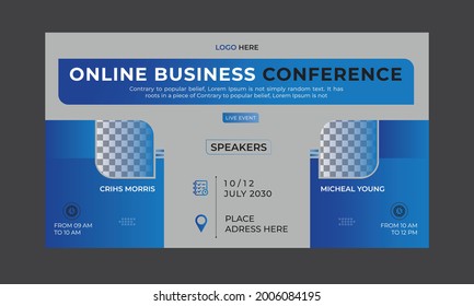 Business conference live social media post template.Vector EPS