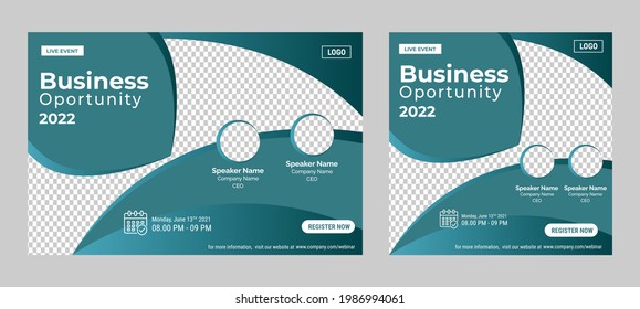 Business Conference live webinar banner invitation and social media post template. Business webinar invitation design. Vector EPS	