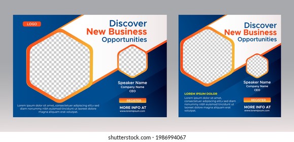 Business Conference live webinar banner invitation and social media post template. Business webinar invitation design. Vector EPS	