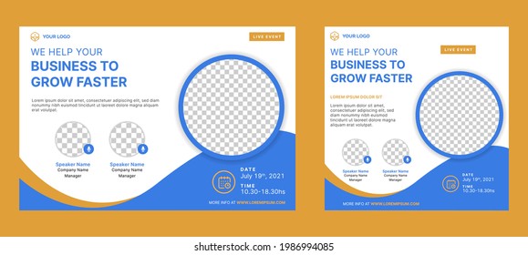 Business Conference live webinar banner invitation and social media post template. Business webinar invitation design. Vector EPS	