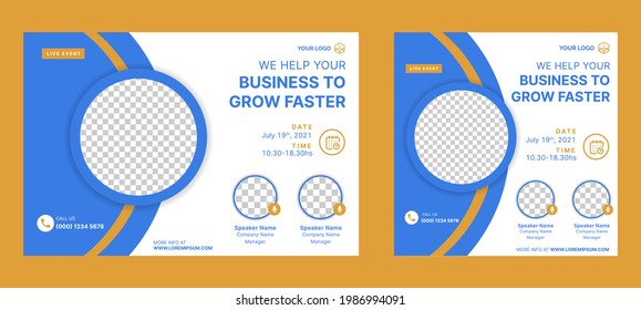 Business Conference Live Webinar Banner Invitation And Social Media Post Template. Business Webinar Invitation Design. Vector EPS	