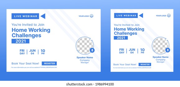 Business Conference live webinar banner invitation and social media post template. Business webinar invitation design. Vector EPS	