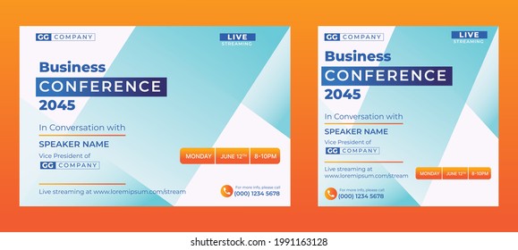 Business Conference live webinar banner invitation and social media post template. Business webinar invitation design. Vector EPS 10