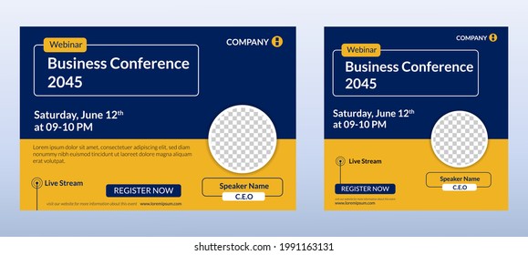 Business Conference live webinar banner invitation and social media post template. Business webinar invitation design. Vector EPS 10