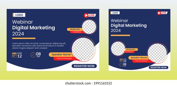 Business Conference live webinar banner invitation and social media post template. Business webinar invitation design. Vector EPS 10