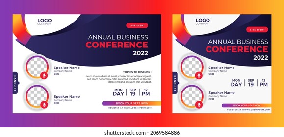Business Conference live webinar banner invitation and social media post template. Business webinar invitation design. Vector EPS 10