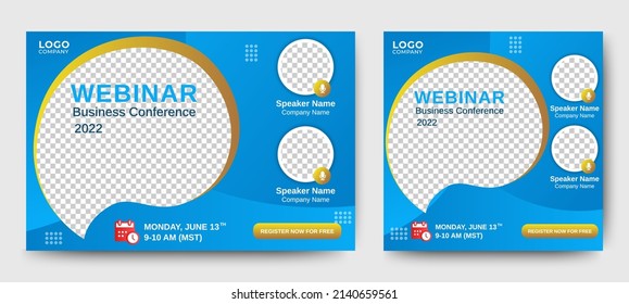 Business conference live webinar banner invitation and social media post template. Business webinar invitation design.
