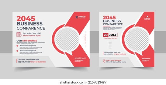 Business Conference live webinar banner invitation and social media post template, Business webinar invitation design Vector. Landing Page Website banner and Social Media Post Template vector