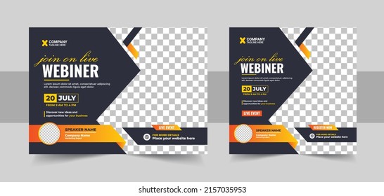 Business Conference live webinar banner invitation and social media post template, Business webinar invitation design Vector eps. Business webinar invitation design.