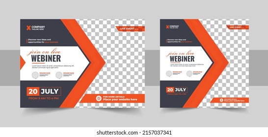 Business Conference live webinar banner invitation and social media post template, Landing Page Website and Social Media Post Template With Minimalist and Elegant Style. Clean. Modern. Sale