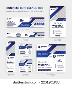Business Conference live webinar banner invitation and social media post  Cover ads banner template background design bundle