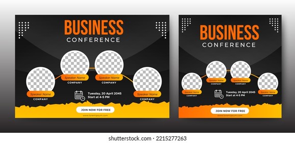 Business conference live webinar banner invitation and social media post template. Business webinar invitation design. Online webinar. Vector EPS 10