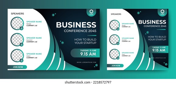 Business Conference live webinar banner invitation and social media post template. Business webinar invitation design.