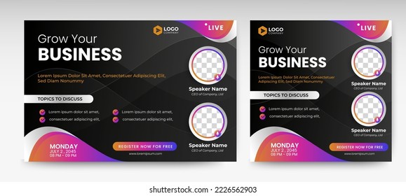 Business Conference live webinar banner invitation and social media post template. Business webinar invitation design. Vector EPS 10