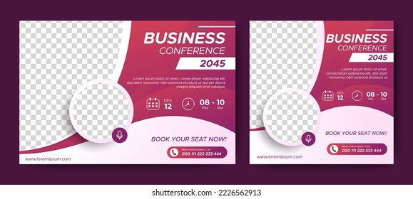 Business Conference live webinar banner invitation and social media post template. Business webinar invitation design. Vector EPS 10