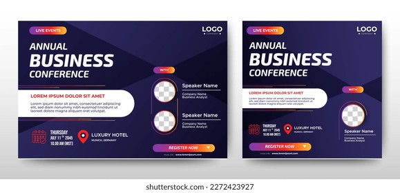 Business Conference live webinar banner invitation and social media post template. Business webinar invitation design. Vector EPS	
