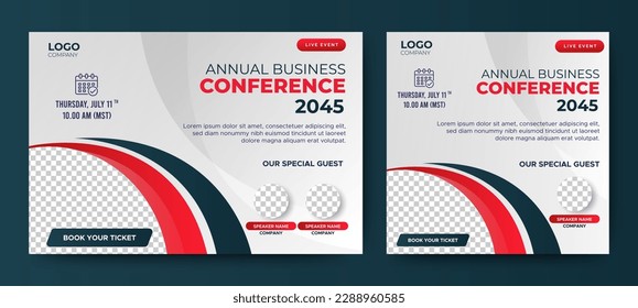 Business Conference live webinar banner invitation and social media post template. Business webinar invitation design. Vector
