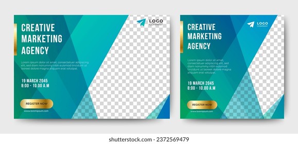 Business Conference live webinar banner invitation and social media post template. Business webinar invitation design. Vector	