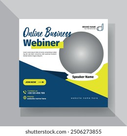 Business Conference live webinar banner invitation social media post template. Business webinar invitation design. Abstract Advertisement Square Web Post for Company Promotion.