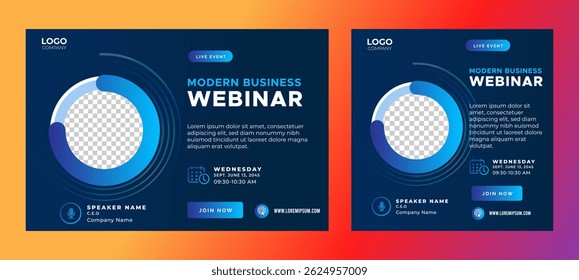 Business Conference live webinar banner invitation and social media post template. Business webinar invitation design. Vector	