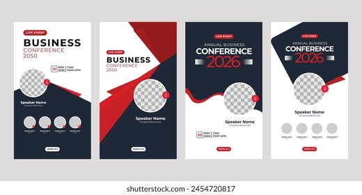 business conference live webinar social media instagram stories template 