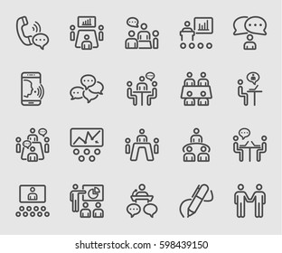 Business Conference And Meeting Line Icon