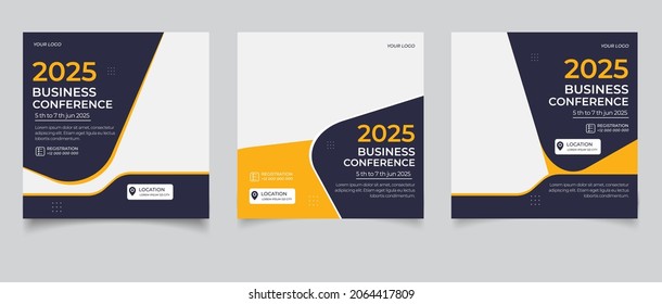 Business conference meeting social media post banner design template