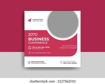 Business conference meeting social media post banner design template