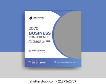 Business conference meeting social media post banner design template