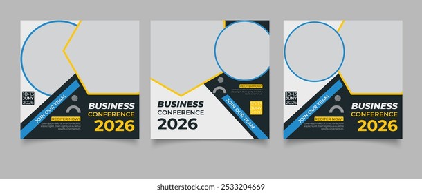 Business conference meeting social media post banner design template