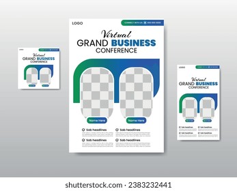 Business Conference Modern Flyer Design and online webinar conference invitation banner design template.