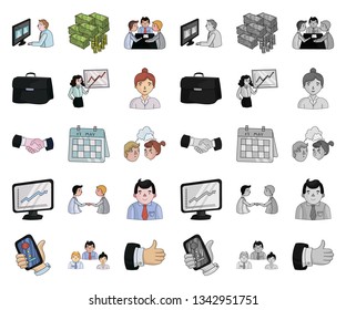 Business Conference And Negotiations cartoon,mono icons in set collection for design.Business and training vector symbol stock web illustration.