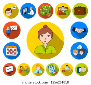 Business Conference And Negotiations flat icons in set collection for design.Business and training vector symbol stock web illustration.
