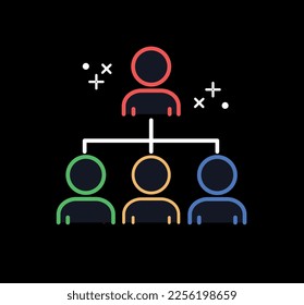 Business conference neon icon. Public speaking, speaker or orator with microphone answers questions from audience. Education, learning and training. Poster or banner. Cartoon flat vector illustration