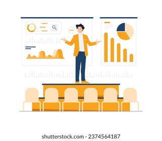 Conference Presentation Clipart PNG Images, Flip Chart Presentation Concept  Vector Woman Showing Strategy Presentation Training Conference Meeting Flat  Cartoon Isolated Illustration Business Info Graphic, Board, Chart, Flip PNG  Image For Free Download