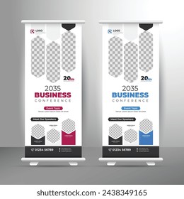 Business Conference Rollup Banner Design Template, Conference Rollup Banner Template Vector Design