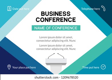 Business Conference Simple Template Invitation. Geometric Magazine Conference Or Poster Business Meeting Design Banner.