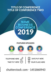 Business Conference Simple Template Invitation. Geometric Magazine Conference Or Poster Business Meeting Design Banner.