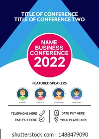 Business Conference Simple Template Invitation. Geometric Magazine Conference Or Poster Business Meeting Design Banner.