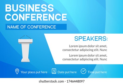 Business conference simple template invitation. Geometric magazine conference or poster business meeting design banner