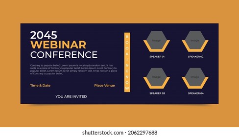 Business Conference Social Media Cover Banner Template With Speakers Image.