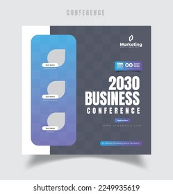 Business Conference Social Media Post, Conference Web Banner Template Or Digital Marketing Social Media Post