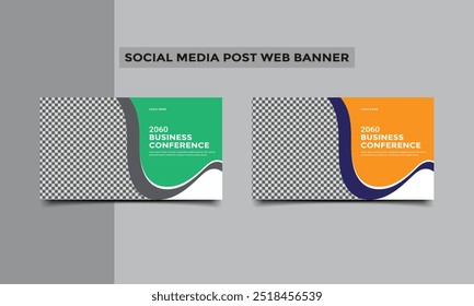 Business conference social media post web banner design.