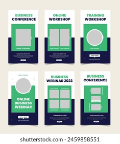 Business Conference social media Story template, Webinar Social Media Post, Event banner