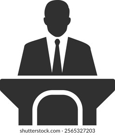 Business conference speaker black icon vector illustration